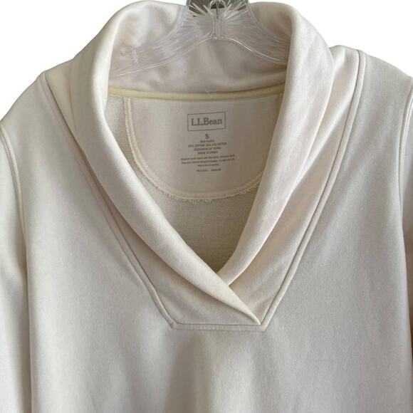 L.L. BEAN Women's Size S Shawl Collar Sweatshirt Top Cream Pullover VN06135 - Picture 2 of 9